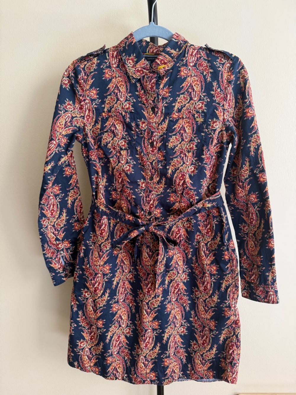 Tommy Hilfiger Navy Paisley Long-Sleeve Shirt Dress